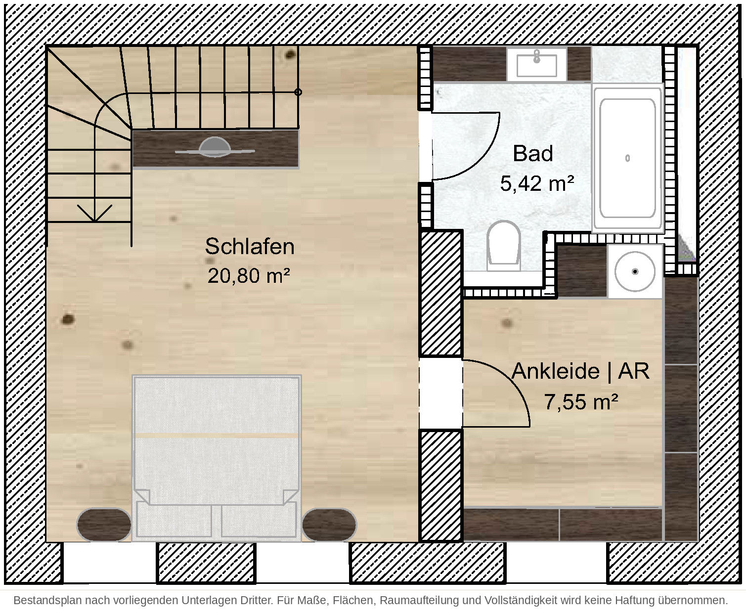Schlafgeschoß – City-Apartment im Stockhofviertel